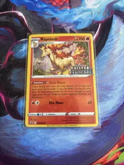 Rapidash SWSH270 Silver Tempest Stamped Prerelease Black Star Promo Pokemon Card - Image 1