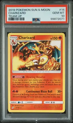 2019 POKEMON SUN & MOON TEAM UP #14 CHARIZARD PSA 10 - Image 1