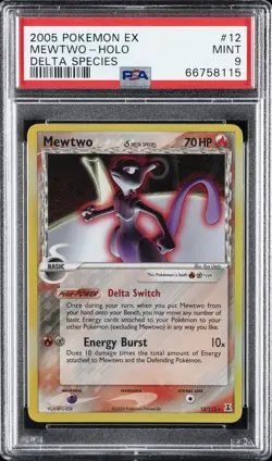2005 POKEMON EX DELTA SPECIES #12 MEWTWO-HOLO PSA 9 - Image 1