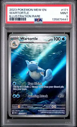 2023 POKEMON MEW EN-151 ILLUSTRATION RARE #171 WARTORTLE PSA 9 - Image 1