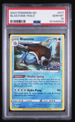 Pokemon TCG Blastoise Pokemon Go 17 Holo PSA 10 Gem Mint Pop 177 - Image 1