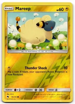 Mareep 76/214 Common Lost Thunder Pokemon Reverse Holo Lightly Played - Image 1