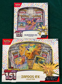 NEW Pokemon TCG Scarlet & Violet 151 Zapdos EX & Alakazam EX Collection Box Lot - Image 1