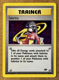 Pokemon TCG Sabrina 20/132 Gym Challenge Holo Unlimited (NM) + Swirl - Image 1