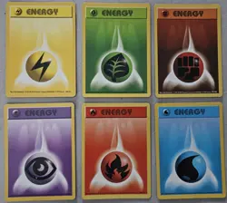Pokemon 1999 Shadowless Energy Set - Fire Lightning Fighting Grass Water Psychic - Image 1