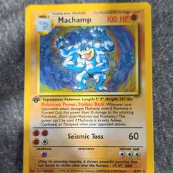 Pokemon TCG Machamp 1st Edition Holo Rare 8/102 Base Set HP 100 Stage 2 Fighting - Image 1