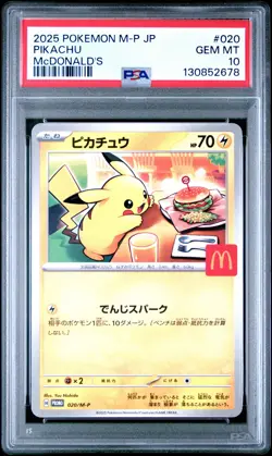 2025 POKEMON JAPANESE M-P PROMO MCDONALD'S #020 PIKACHU PSA 10 - Image 1