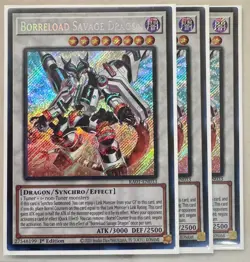 3x Borreload Savage Dragon 1st Edition Secret Rare RA01-EN033 Yu-Gi-Oh - Image 1