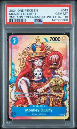 2024 ONE PIECE PROMOS ANNIVERSARY TOURNAMENT #043 MONKEY D.LUFFY PSA 10 !! - Image 1