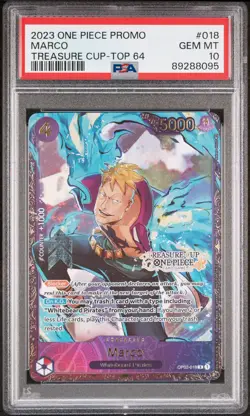 Marco One Piece 2023 Treasure Cup Top 64 Promo English OP02-018 R PSA 10 - Image 1