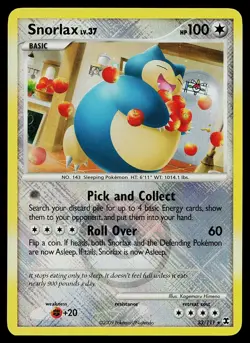 Pokemon Card - Snorlax League Promo Rising Rivals 33/111 Reverse Holo Crosshatch - Image 1