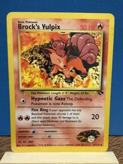 Pokemon TCG Brock’s Vulpix 37/132 Gym Challenge Unlimited WOTC Vintage Card - Image 1