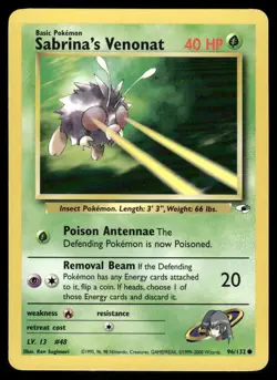 Pokemon Cards Sabrina's Venonat 96/132 Unlimited Gym Heroes WOTC Common NM *3 - Image 1