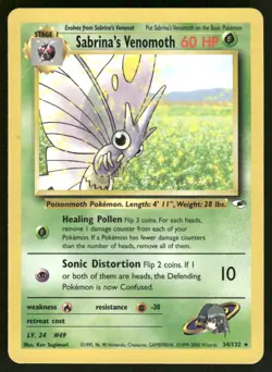 Pokemon Cards Sabrina's Venomoth 34/132 Gym Heroes Rare NM - Image 1
