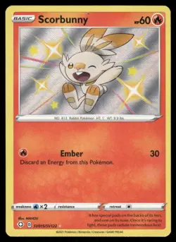 Pokemon Cards Scorbunny SV015/SV122 Shining Fates Shiny Vault Shiny Rare NM - Image 1