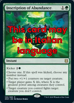 MTG INSCRIPTION OF ABUNDANCE FOIL EXC - ISCRIZIONE DELL'ABBONDANZA - ZNR - Image 1