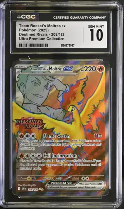TEAM ROCKET'S MOLTRES EX Destined Rivals Stamped Rare UPC CGC 10 Pokemon - Image 1