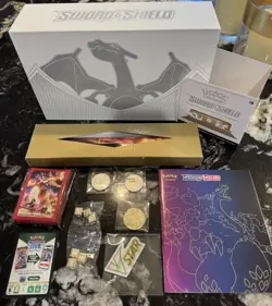Pokemon SWSH Charizard UPC *Box and Accessories ONLY* Mat Dice Markers Book More - Image 1