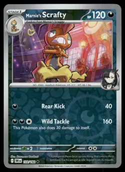 Marnie's Scrafty 133/182 Uncommon Destined Rivals Pokemon Reverse Holo NM - Image 1