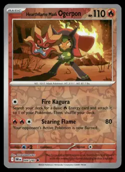 Hearthflame Mask Ogerpon 044/182 Destined Rivals Pokemon Reverse Holo NM - Image 1