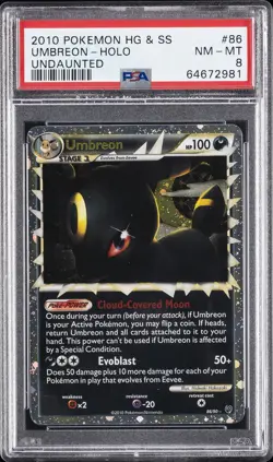 2010 POKEMON HEARTGOLD & SOULSILVER UNDAUNTED #86 UMBREON-HOLO PSA 8 - Image 1