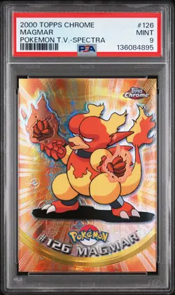 2000 TOPPS CHROME POKEMON T.V. SPECTRA #126 MAGMAR PSA 9 - Image 1
