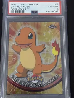 2000 POKEMON Topps Chrome POKEMON T.V. Charmander Spectra #4 - PSA 8 NM - MT - Image 1