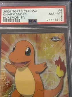 2000 POKEMON Topps Chrome POKEMON T.V. Charmander Spectra #4 - PSA 8 NM - MT - Image 4