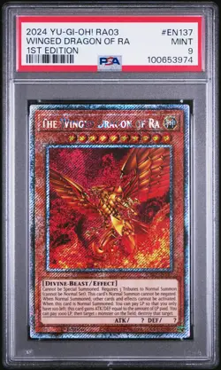 2024 YU-GI-OH! RA03-QUARTER CENTURY BONANZA 1ST ED THE WINGED DRAGON OF RA PSA 9 - Image 1