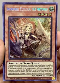 Yugioh Incredible Ecclesia the Virtuous BODE-EN007 Secret Rare 1st Ed NM w/Track - Image 1