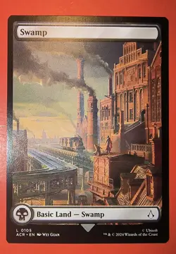 MTG,MAGIC, LAND, SWAMP, NM #0105, ACR REGULAR FINISH, UNPLAYED, FULL ART - Image 1