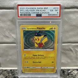 Pokemon 2020 Special Delivery Pikachu SWSH074 Pokemon Center Canada Promo PSA 6 - Image 1