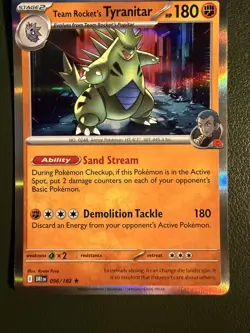 Pokemon TCG Team Rocket's Tyranitar 96/182 Destined Rivals Holo NM - Image 1