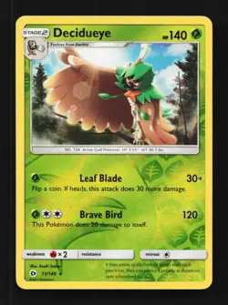 Decidueye Reverse 11/149 Sun & Moon English Pokemon Card TCG - Image 1