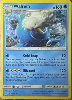 Walrein Rare - 52/236 - Cosmic Eclipse Pokemon 2019 - Image 1