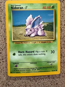 NIDORAN M 55/102 C BASE SET UNLIMITED POKEMON NM/M - Image 1