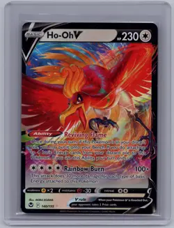 NM Ho-Oh V Silver Tempest 140/195 Holo V Rare Pokemon - Image 1