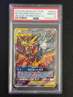 Pokemon Moltres Zapdos Articuno SM210 PSA 10 - Hidden Fates Promo - Image 1