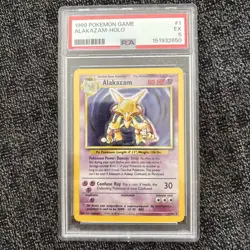 1999 Pokemon TCG Alakazam Base Set Holo Rare 1/102 PSA 5 - Image 1