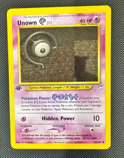 Pokemon 2002 Neo DESTINY 1st Edition UNOWN C 57/105 NM - never played - Image 1