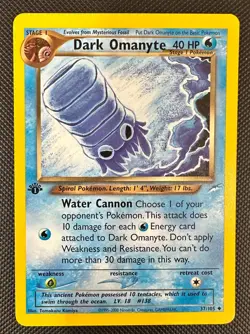 Pokemon 2002 Neo DESTINY 1st Edition DARK OMANYTE 37/105 NM - never played - Image 1