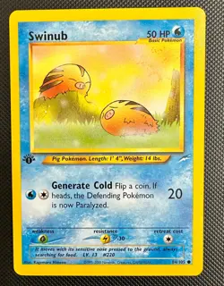 Pokemon 2002 Neo DESTINY 1st Edition SWINUB 84/105 NM - never played - Image 1