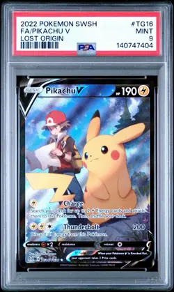 Pikachu V TG16/TG30 Full Art PSA Grade 9 Pokemon Sword and Shield Lost Origin - Image 1