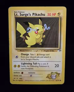 Pokemon TCG - LT. SURGE'S PIKACHU - 81/132 - UNLIMITED - GYM HEROES 2000 - HP/MP - Image 1