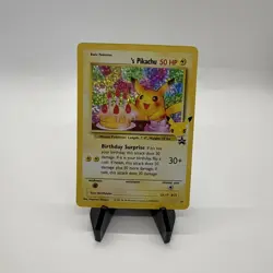 Pokemon TCG Pikachu Birthday Surprise Holo CELEBRATIONS BLACK STAR PROMO RARE - Image 1