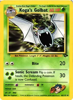 Pokemon TCG Koga's Golbat 46/132 Uncommon Gym Challenge Pokemon Unlimited MP - Image 1