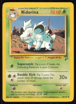 Nidorina 53/130 Uncommon Base Set 2 Pokemon Lightly Played - Image 1