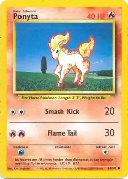 Ponyta 60/102 C Base Set Unlimited Pokemon NM/M - Image 1