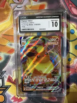 CGC 10 Flareon Vmax 018/203 Evolving Skies Ultra Rare Pokemon 2021 - Image 1