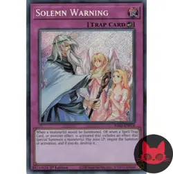 Yugioh Solemn Warning RA02-EN078 Secret Rare 1st Edition NM - Image 1